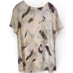 Aritzia Wilfred 100% Silk Top, Large, Geometric Design